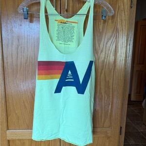 Aviator Nation Neon Yellow Tank Top with Orange Accent
